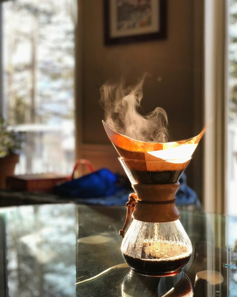 Glass pour-over coffee brewer