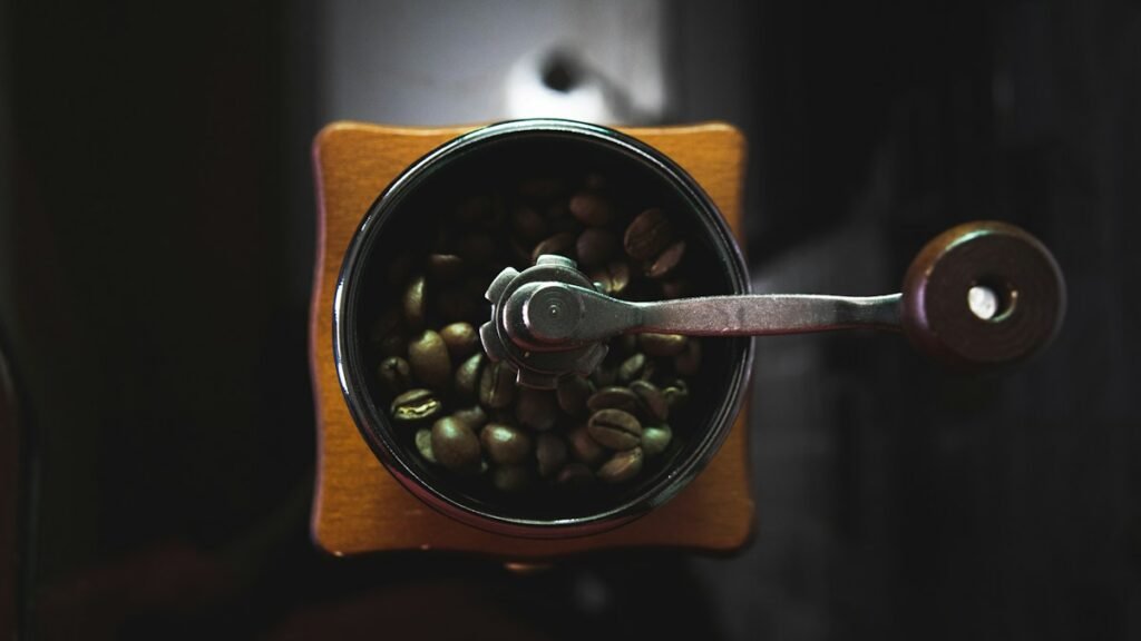 Coffee grinder and beans